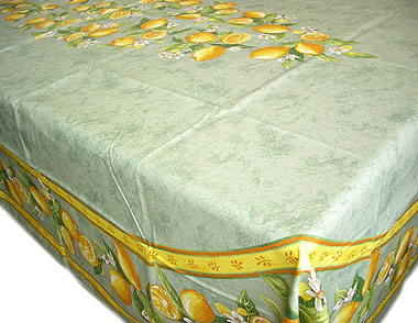 Tablecloth coated or cotton (Menton, lemons. green)
